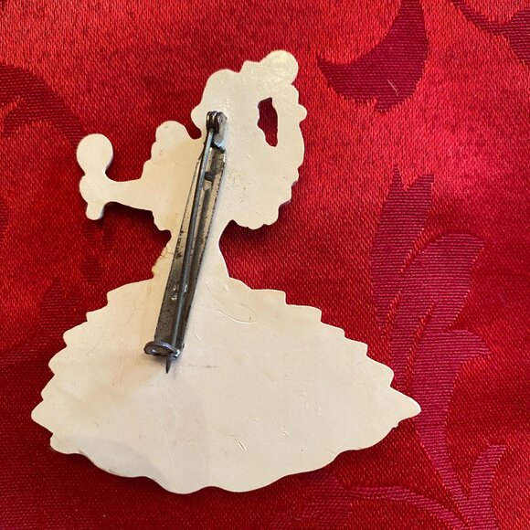 1950's White Pin of a Women with Maracas Dancing possibly the Merengue - Picture 3 of 4